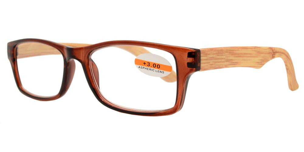 DS-RS 1149 - Lentes de lectura plásticos con diseño estampado tipo madera