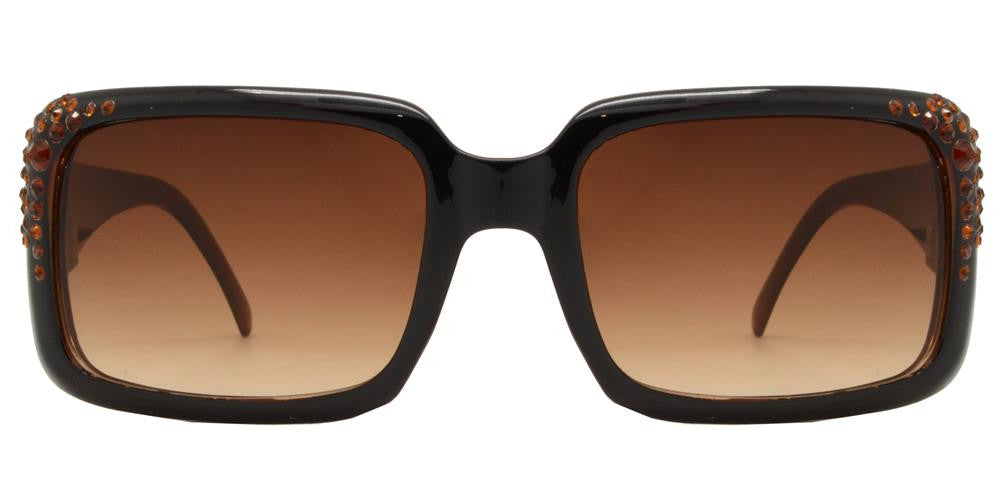 DS-7374 - Lentes de sol cuadrados para mujer con armazón grueso y pedrería