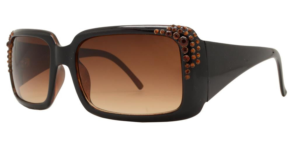 DS-7374 - Lentes de sol cuadrados para mujer con armazón grueso y pedrería