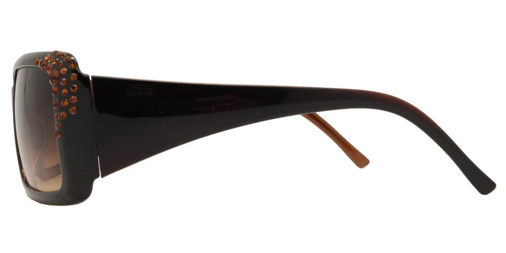 DS-7374 - Lentes de sol cuadrados para mujer con armazón grueso y pedrería