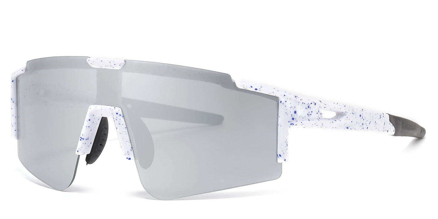 DS-2689 - Lentes de sol deportivos con armazón plástico de media montura y con mica de espejo tipo escudo