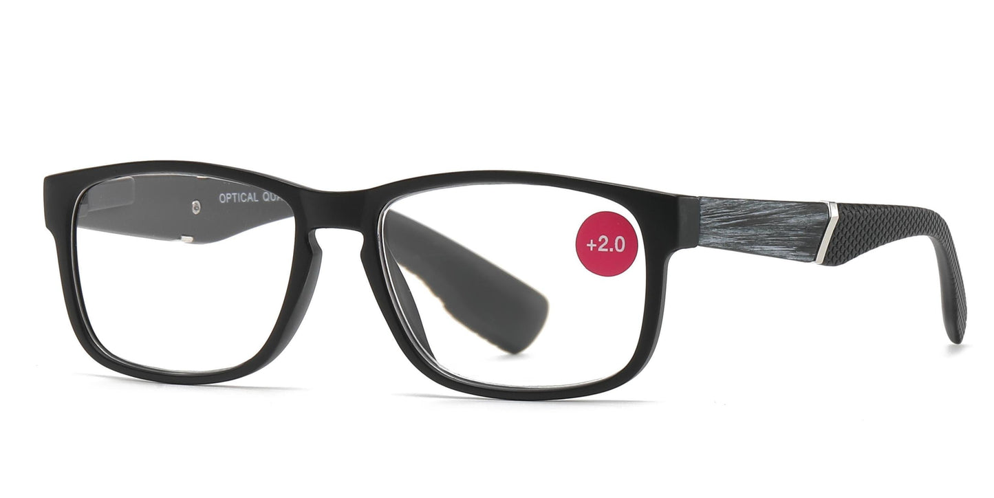DS-RS 1208 - Lentes de lectura rectangulares en plástico con bisagras flexibles