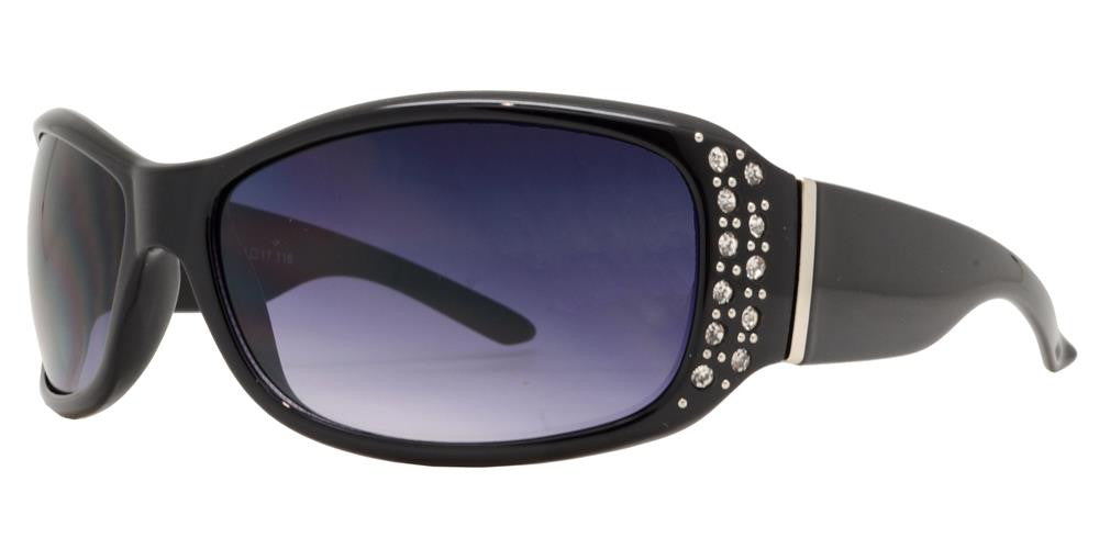 DS-7808 BX - Lentes de sol rectangulares para mujer con varillas decoradas con pedrería