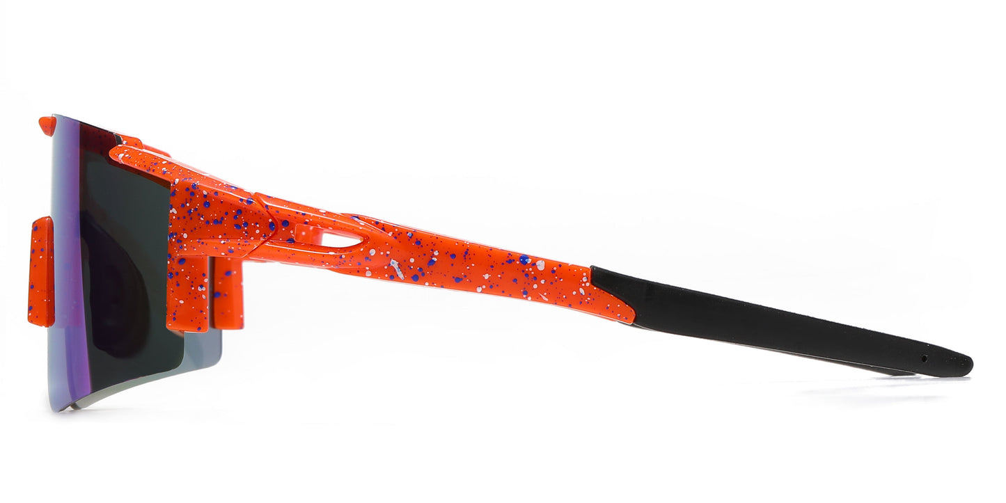 DS-2689 - Lentes de sol deportivos con armazón plástico de media montura y con mica de espejo tipo escudo