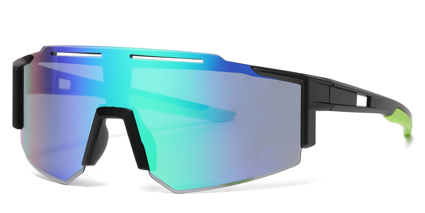 DS-2687 - Lentes deportivos con mica tipo escudo de una sola pieza, espejo de color y diseño de media montura