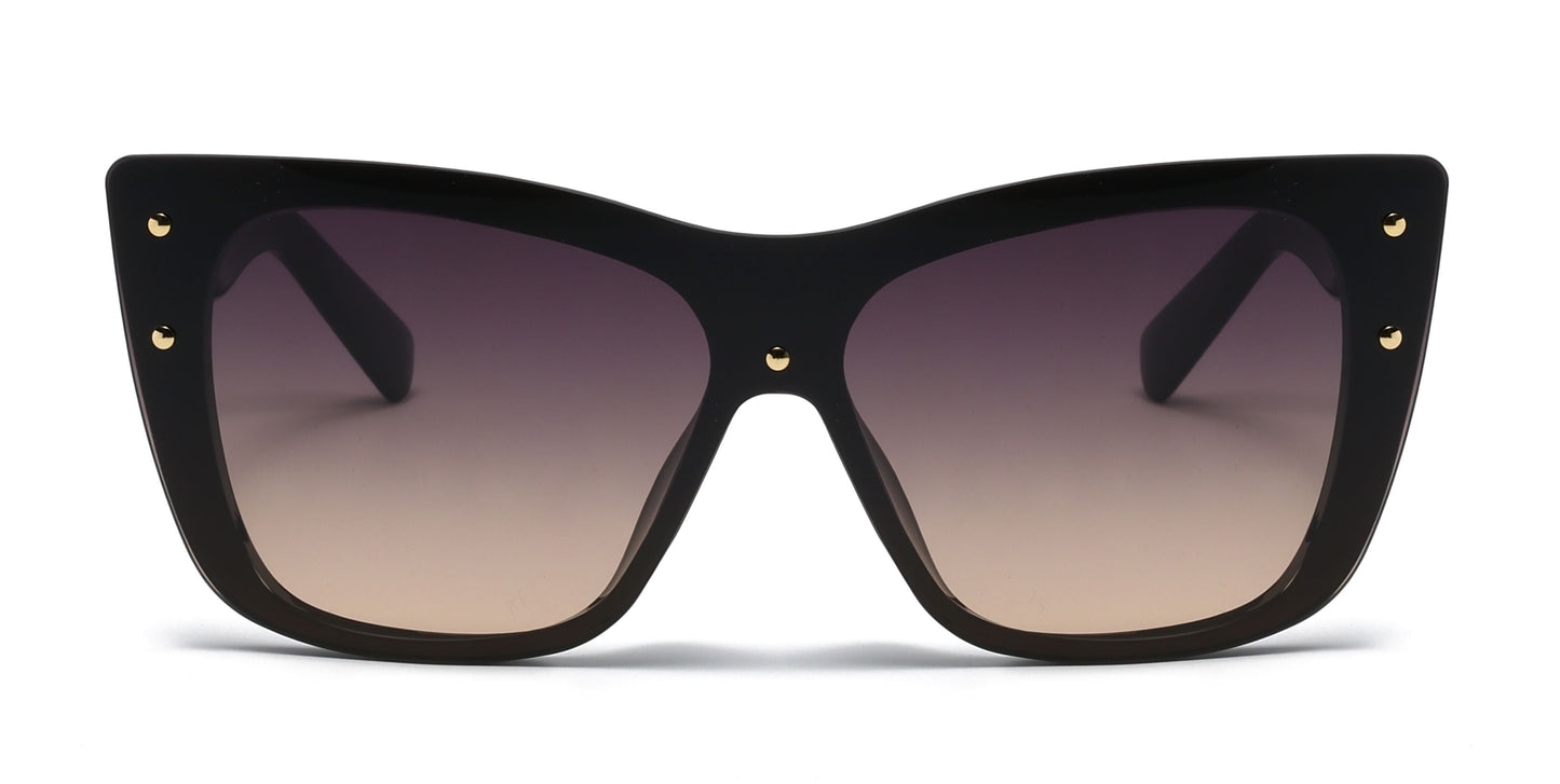 DS-8027 - Lentes con lente de una sola pieza, marco plástico moderno y detalles metálicos