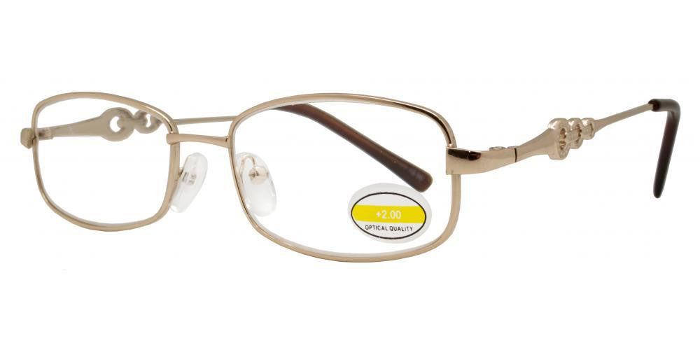 DS-RS 1203 - Lentes de lectura metálicos ovalados con detalle de cadena en varillas