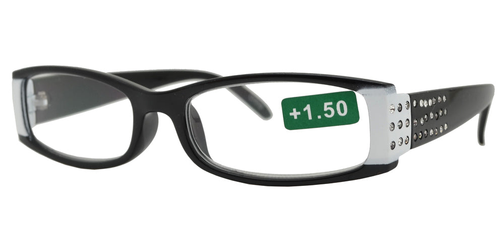 DS-RS 1179 - Lentes de lectura rectangulares de plástico con detalles en pedrería