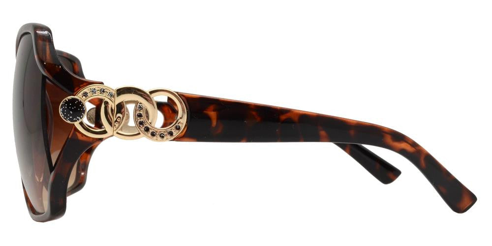 DS-8339 - Lentes fashion grandes para mujer con varillas decoradas con anillos