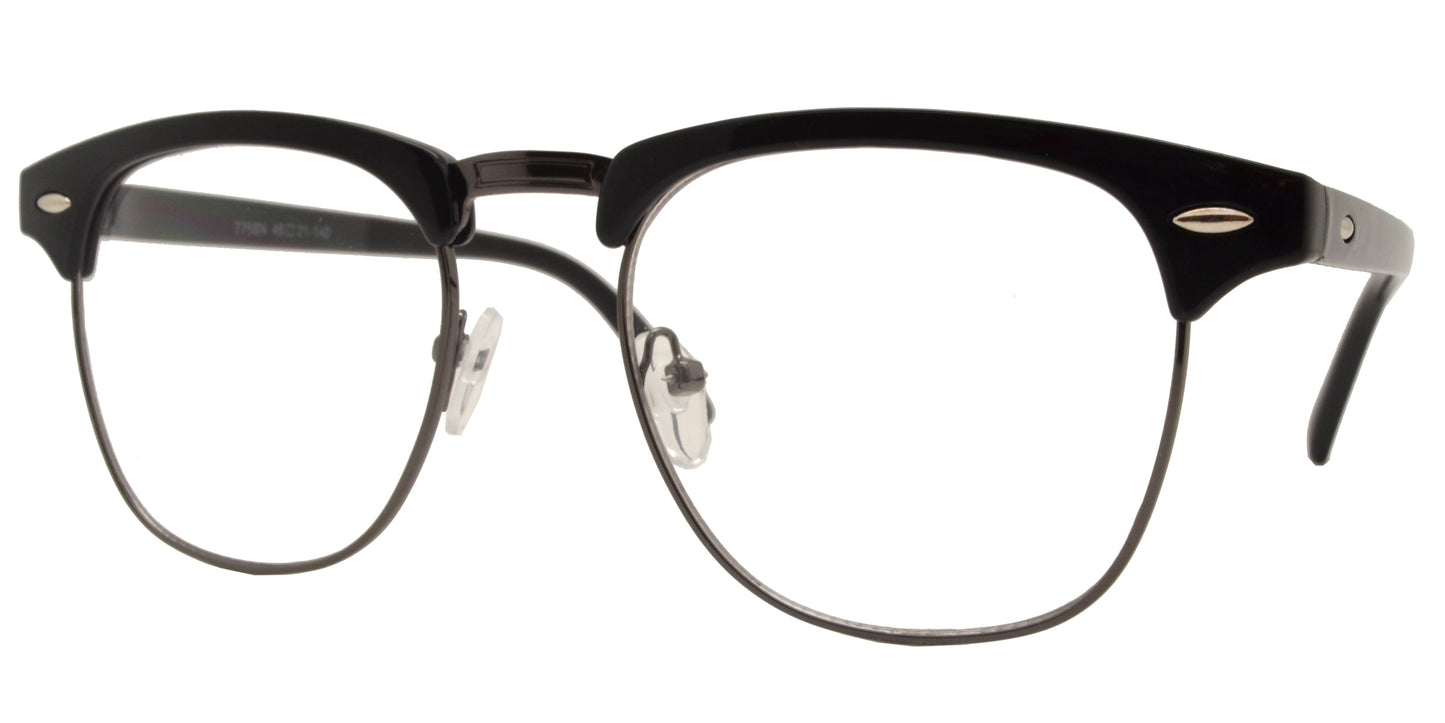 DS-7768 N - Lentes clásicos Horn Rimmed media montura con mica transparente