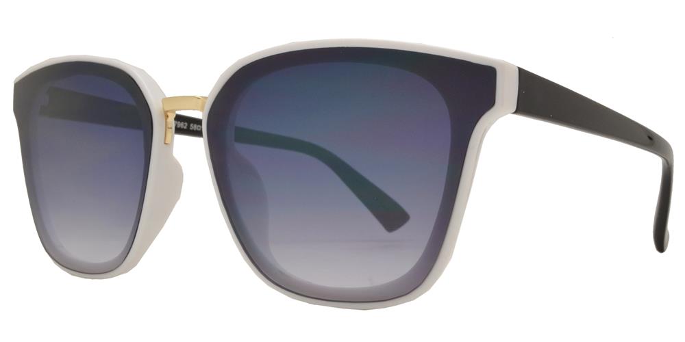 DS-7962 - Lentes cuadrados Horn Rimmed con puente metálico y mica plana