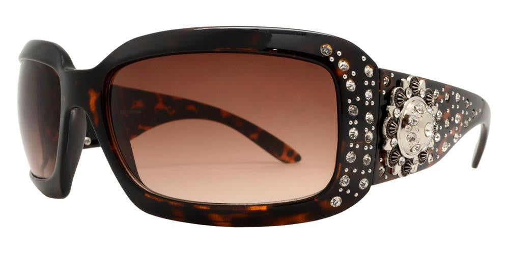 DS-7649 - Lentes rectangulares gruesos con pedrería y detalles decorativos