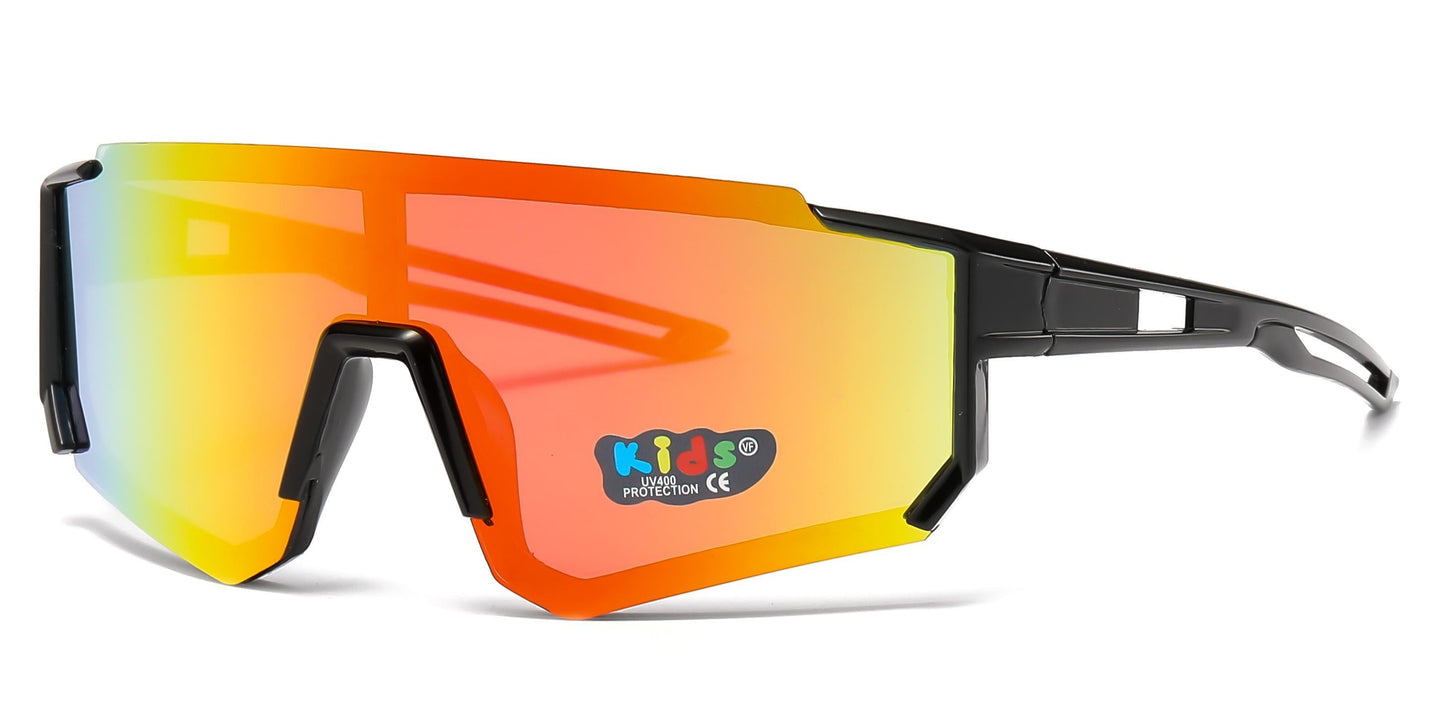 DS-4583 - Lentes deportivos para niños tipo escudo con mica espejo de color