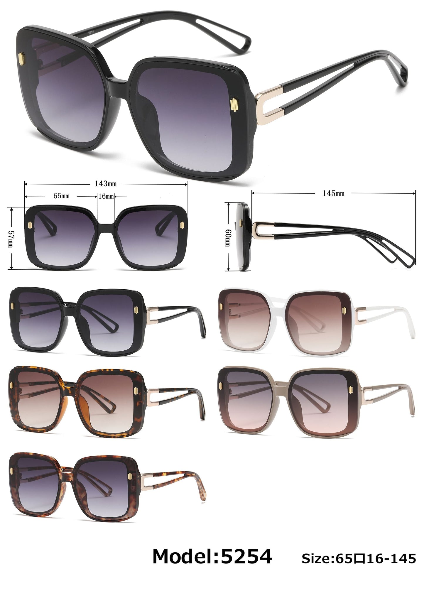 DS-5254 - Lentes mariposa para mujer con armazón plástico elegante