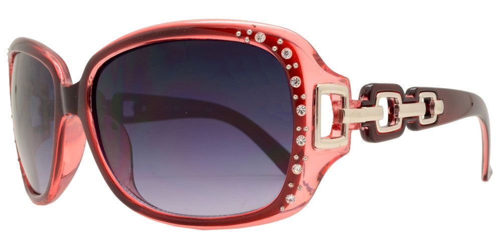 DS-7521 BX - Lentes cuadrados con marco transparente, pedrería y detalles en cadena