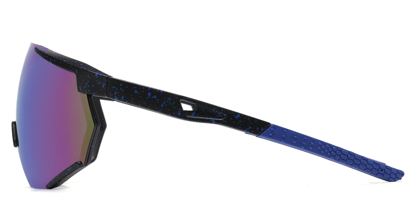 DS-2688 - Lentes de sol deportivos con armazón plástico de media montura y con mica de espejo tipo escudo