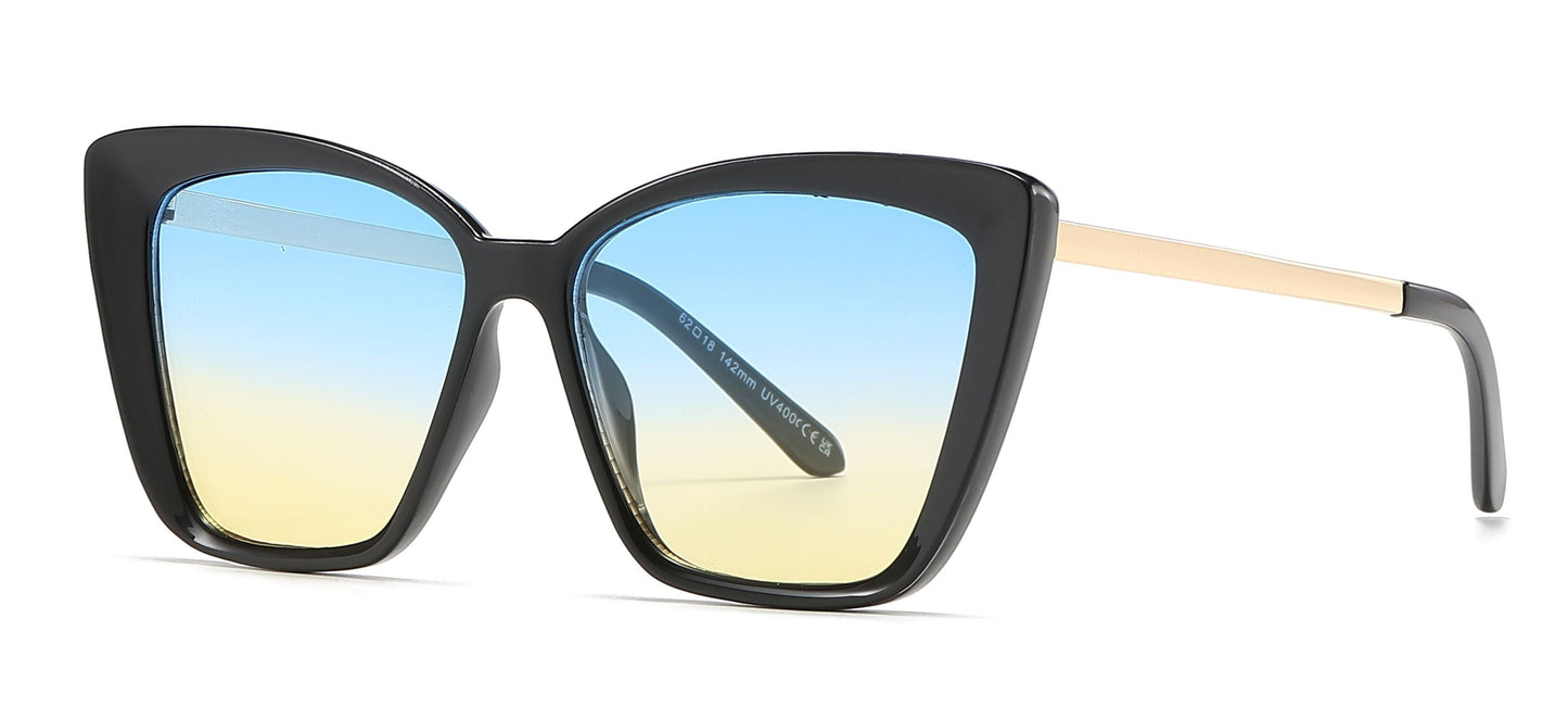 DS-8010 - Lentes Cat Eye cuadrados de plástico con varillas metálicas y diseño audaz
