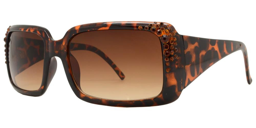 DS-7374 - Lentes de sol cuadrados para mujer con armazón grueso y pedrería