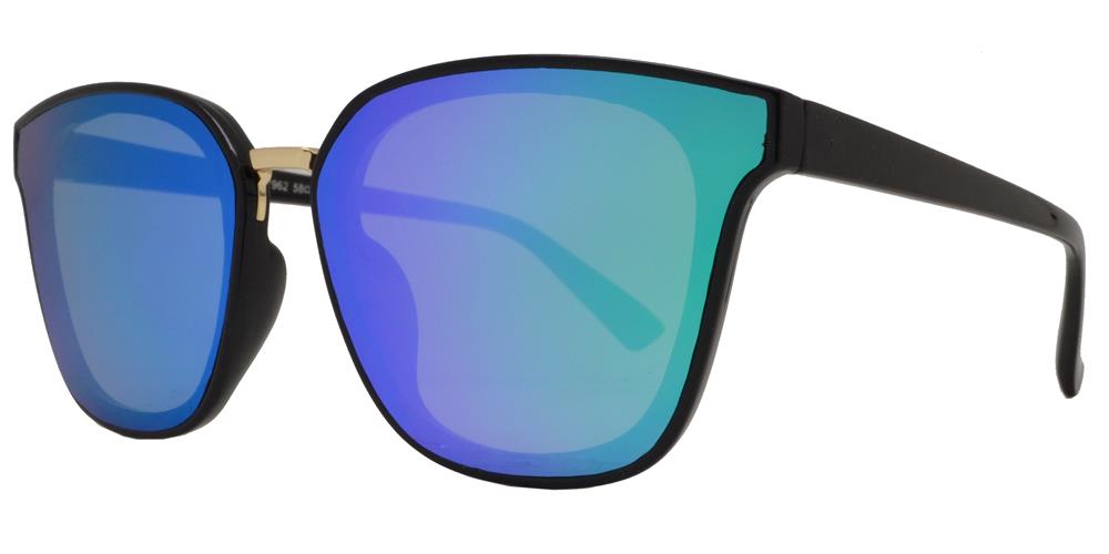 DS-7962 - Lentes cuadrados Horn Rimmed con puente metálico y mica plana