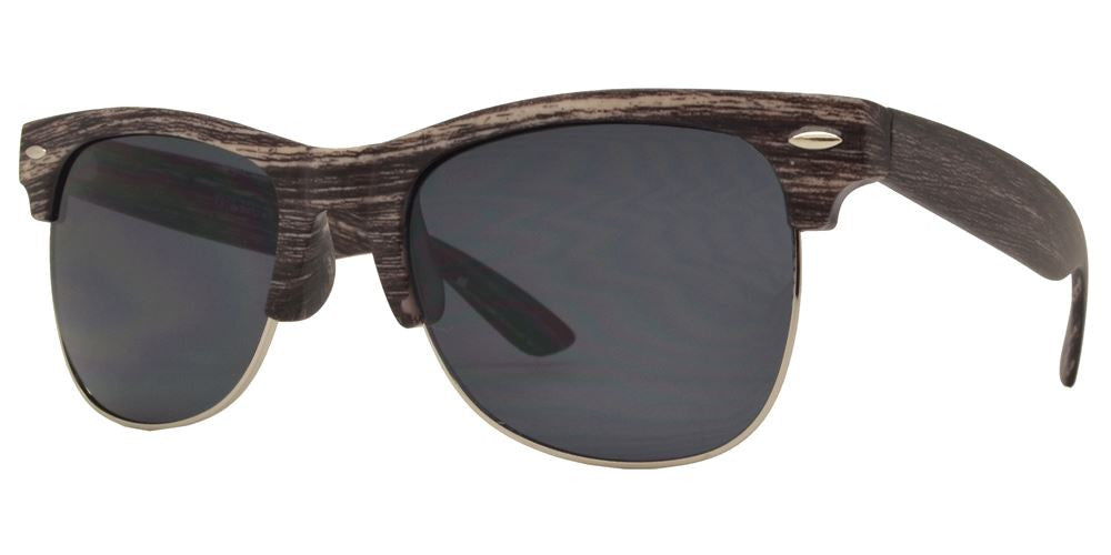 DS-7912 - Lentes de sol media montura estilo Horn Rimmed con acabado efecto madera