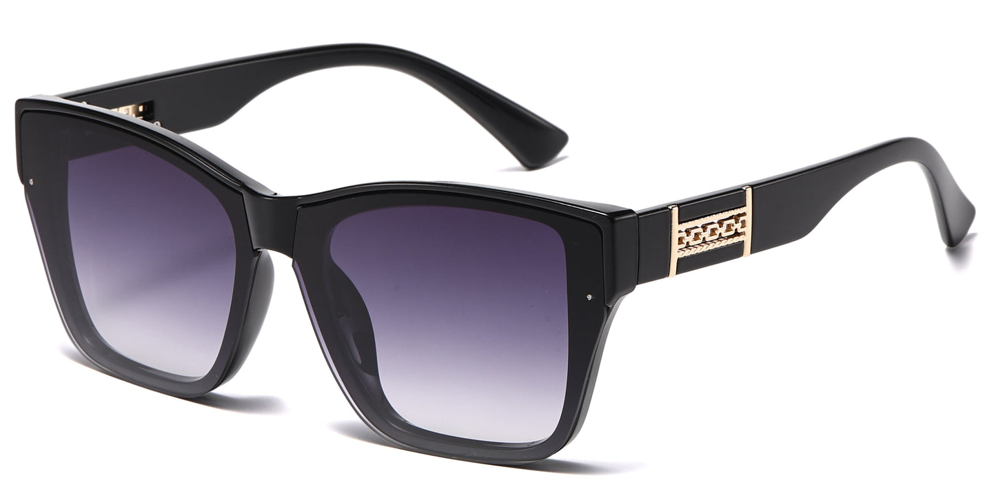 DS-2698 - Lentes estilo Cat Eye cuadrados con mica espejo y armazón plástico