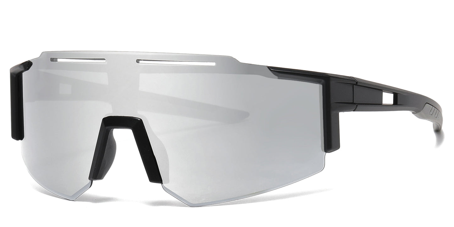 DS-2687 - Lentes deportivos con mica tipo escudo de una sola pieza, espejo de color y diseño de media montura