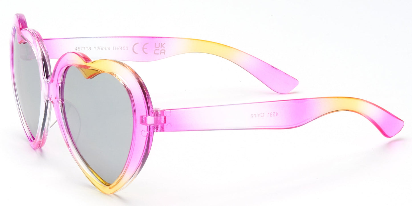 DS-4581 - Lentes de sol para niños con forma de corazón y marco plástico divertido