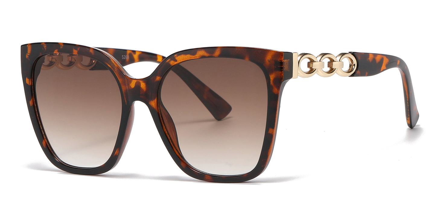 DS-5260 - Lentes estilo mariposa con cadena decorativa para mujer y diseño cuadrado