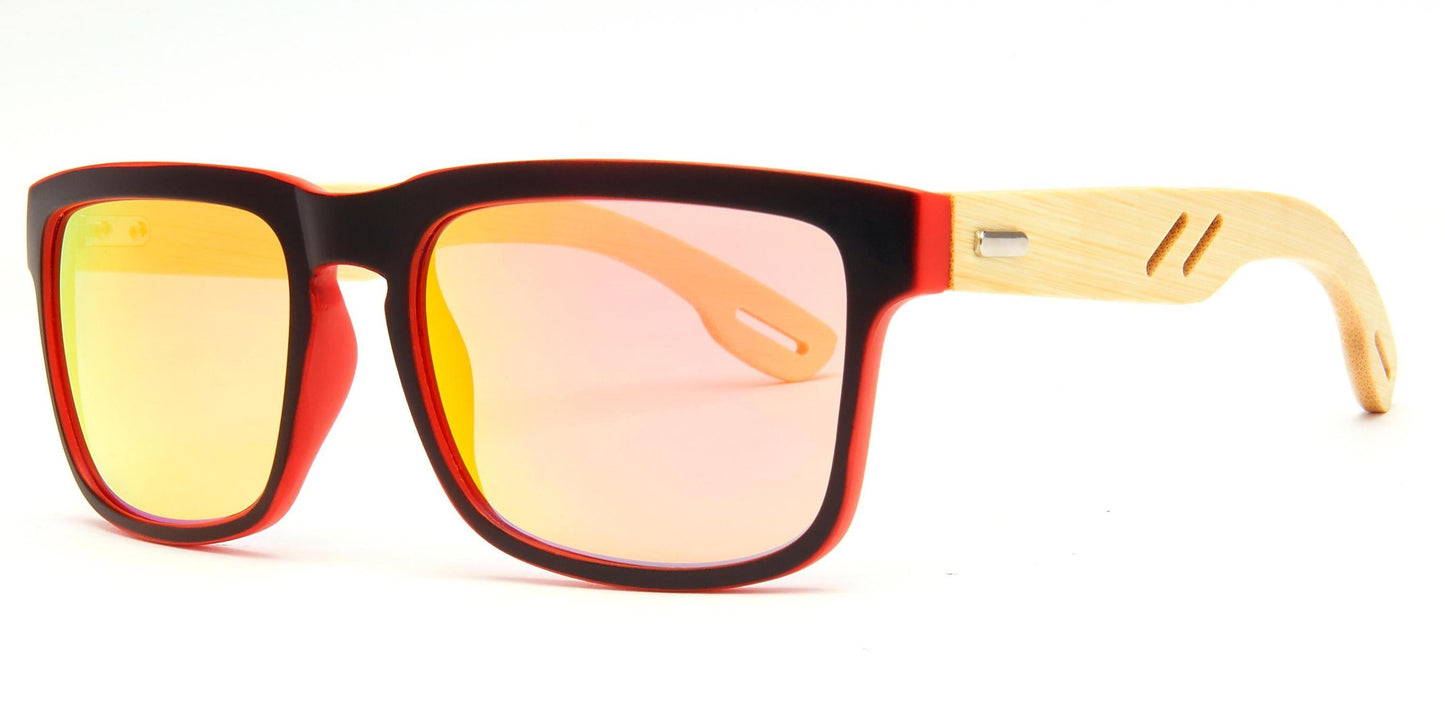 DS-8020 Bamboo - Lentes de sol rectangulares con diseño ecológico y marco de bambú