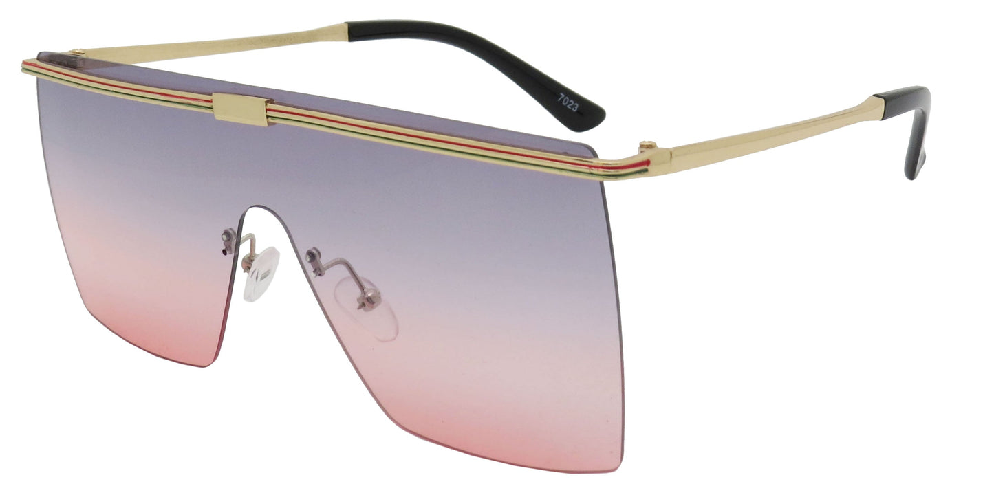 DS-7023 - Lentes sin montura metálicos de una sola pieza estilo Flat Top