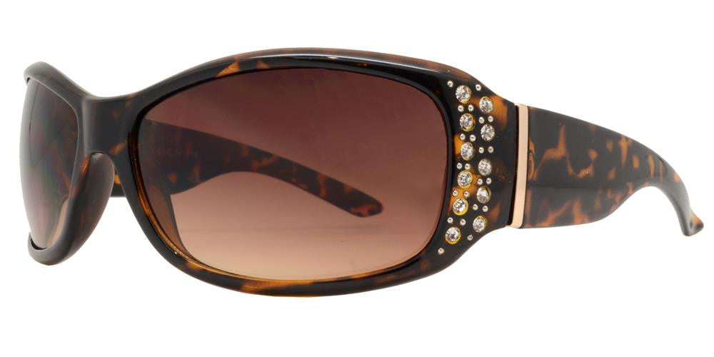 DS-7808 BX - Lentes de sol rectangulares para mujer con varillas decoradas con pedrería