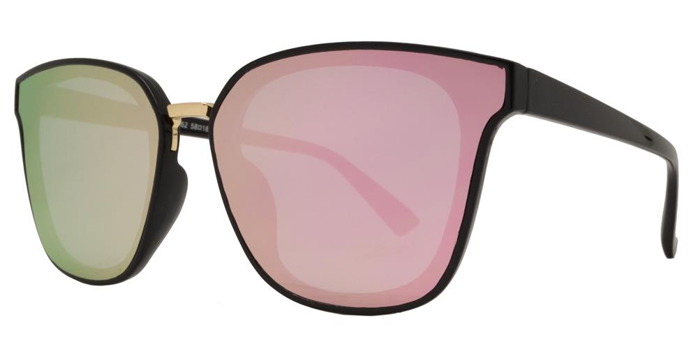 DS-7962 - Lentes cuadrados Horn Rimmed con puente metálico y mica plana