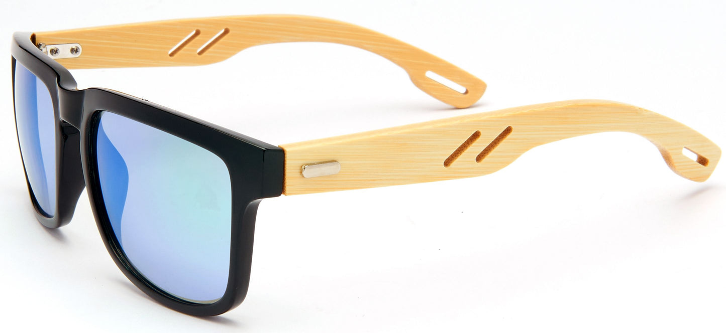 DS-8020 Bamboo - Lentes de sol rectangulares con diseño ecológico y marco de bambú