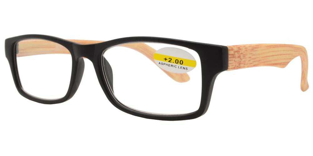 DS-RS 1149 - Lentes de lectura plásticos con diseño estampado tipo madera