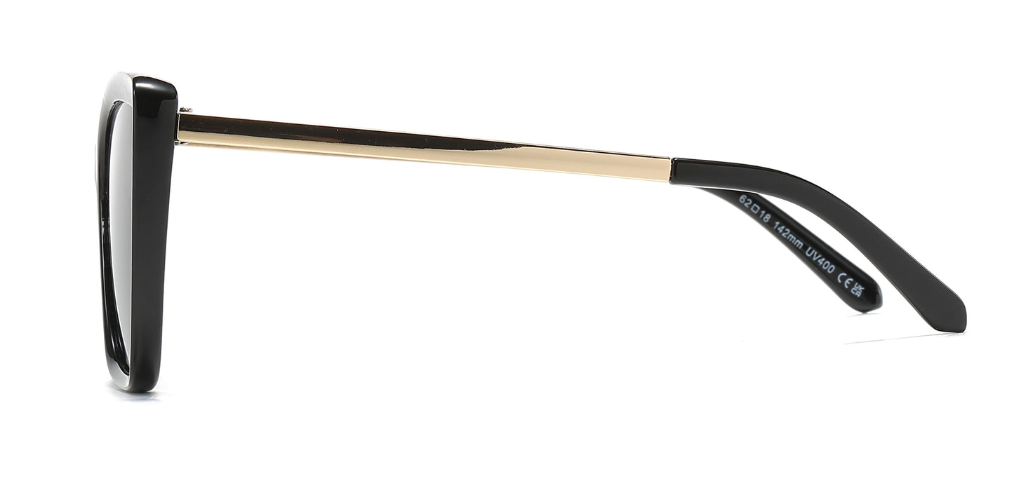DS-8010 - Lentes Cat Eye cuadrados de plástico con varillas metálicas y diseño audaz