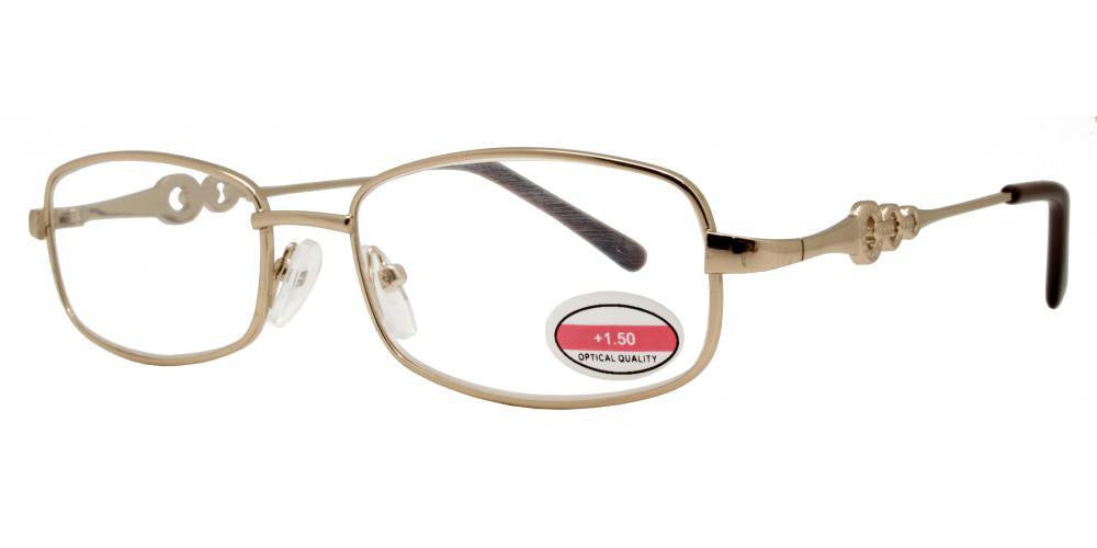 DS-RS 1203 - Lentes de lectura metálicos ovalados con detalle de cadena en varillas