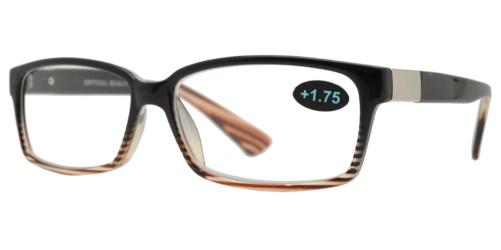 DS-RS 1113 - Lentes de lectura rectangulares clásicos Horn Rimmed en plástico