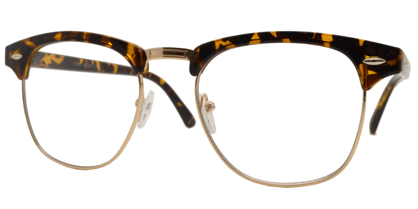 DS-7768 N - Lentes clásicos Horn Rimmed media montura con mica transparente