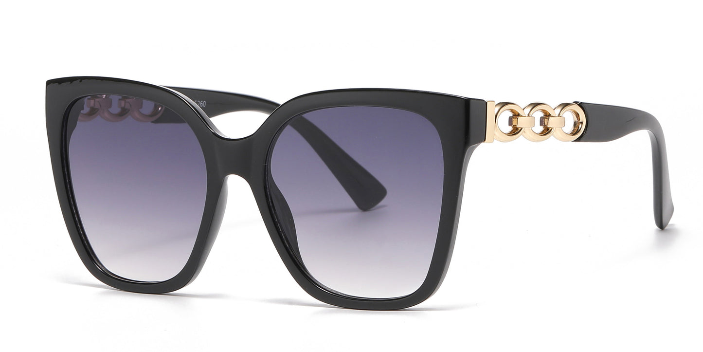 DS-5260 - Lentes estilo mariposa con cadena decorativa para mujer y diseño cuadrado