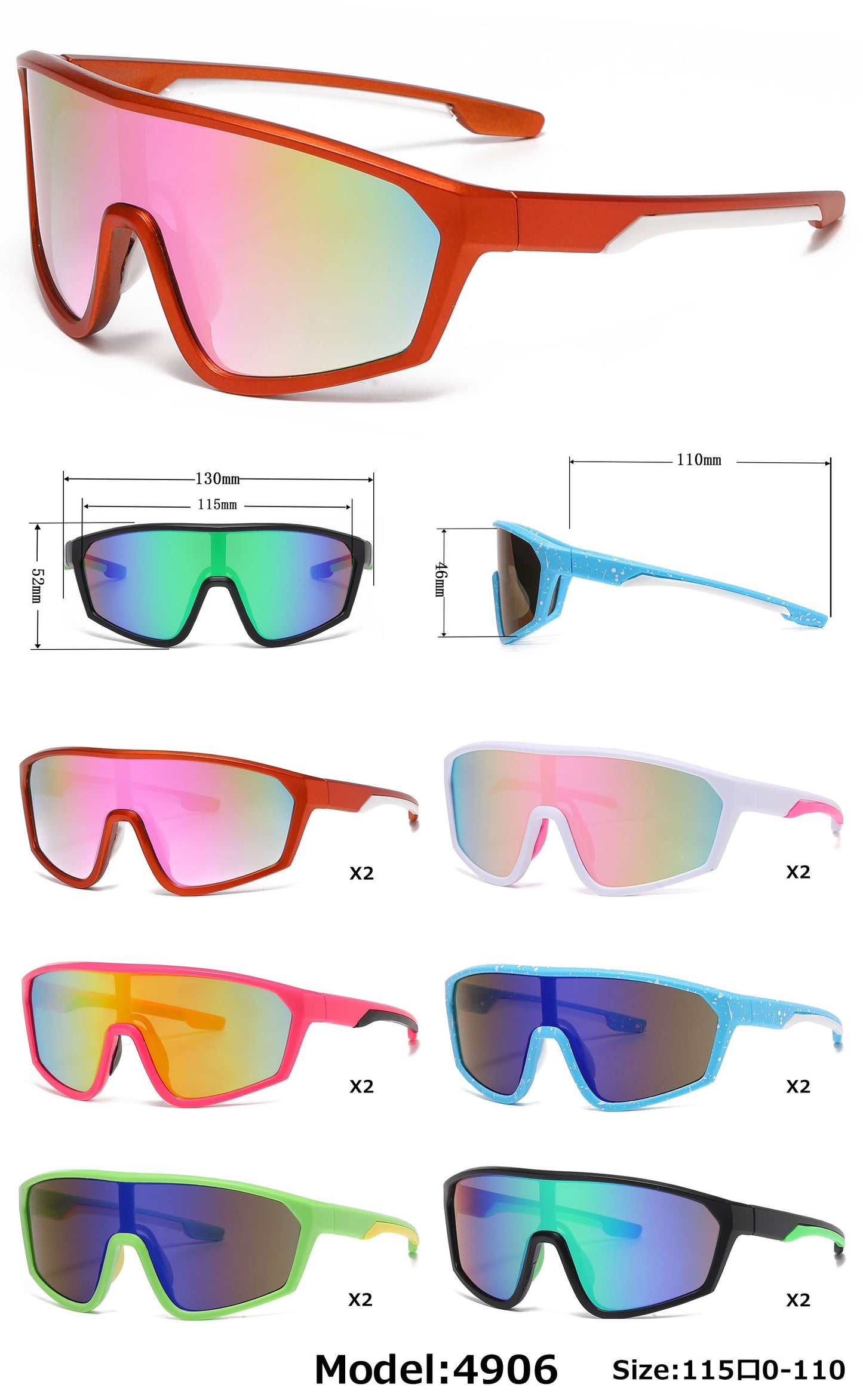 DS-4906 - Lentes deportivos para niños con diseño tipo escudo y lente de una sola pieza