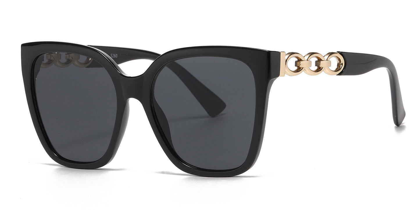 DS-5260 - Lentes estilo mariposa con cadena decorativa para mujer y diseño cuadrado