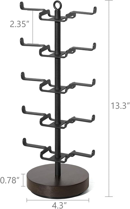 EK-002EX  Exhibidor vertical giratorio para lentes – Doble cara, capacidad para 10 piezas