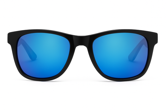 EK-1523 – Lentes de Sol Estilo Wayfarer Polarizados con Armazón Negro y Patas de Bambú Natural