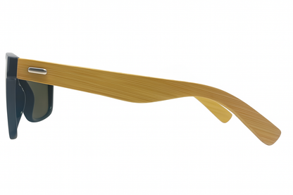 EK-1523 – Lentes de Sol Estilo Wayfarer Polarizados con Armazón Negro y Patas de Bambú Natural
