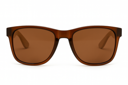 EK-1523 – Lentes de Sol Estilo Wayfarer Polarizados con Armazón Negro y Patas de Bambú Natural