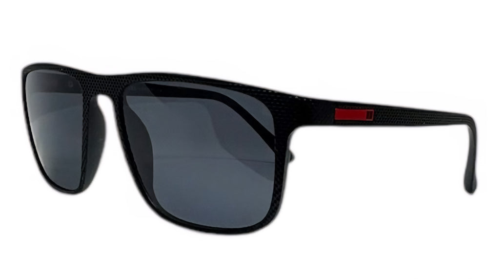 EK-78007 Lentes de Sol Rectangulares Deportivos con Detalle Rojo – Docena (12 pzs)