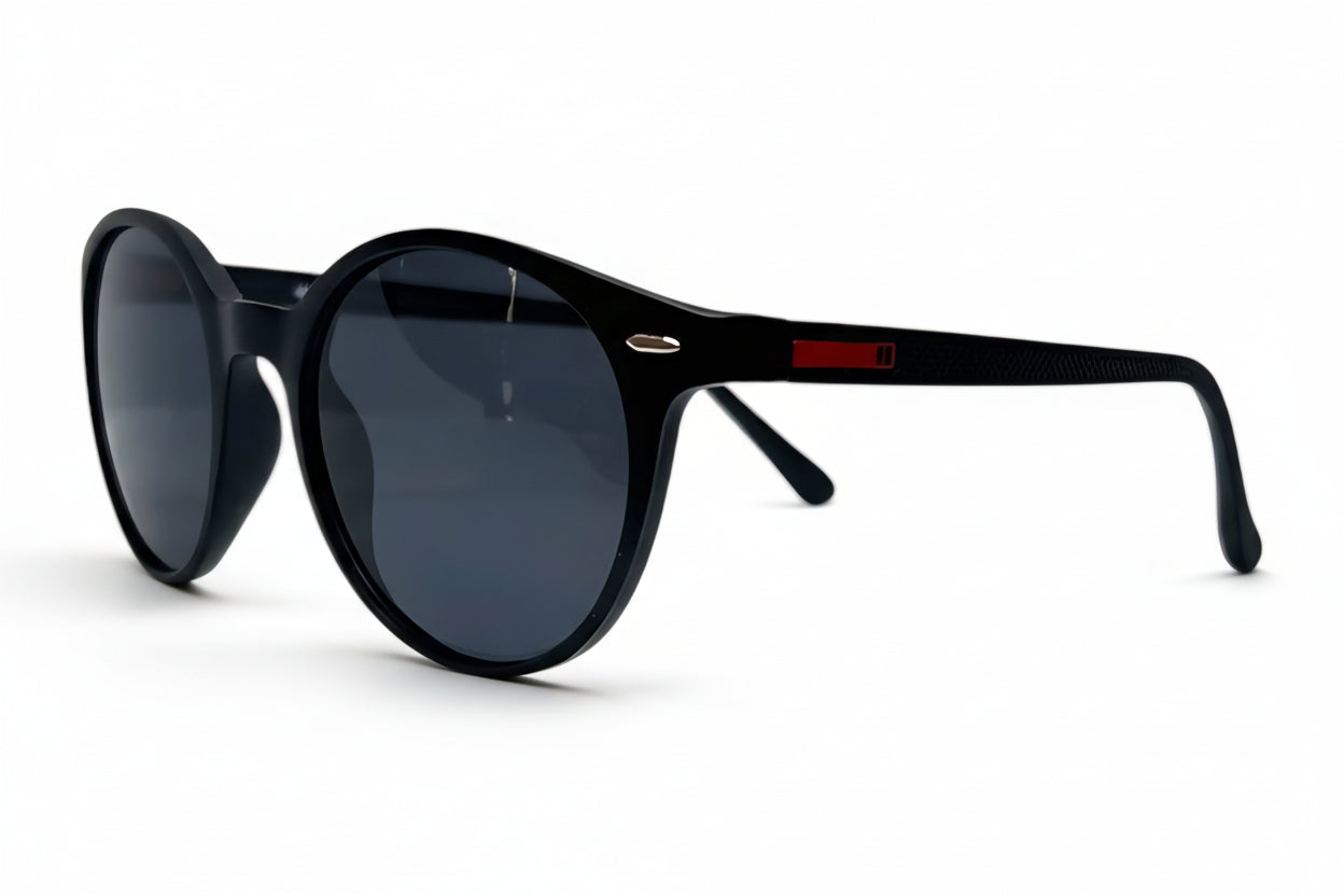 EK-78009 - 😎  Lentes de Sol  Diseño Redondo Moderno con Toque Urbano y Detalle Rojo **Precio por docena**
