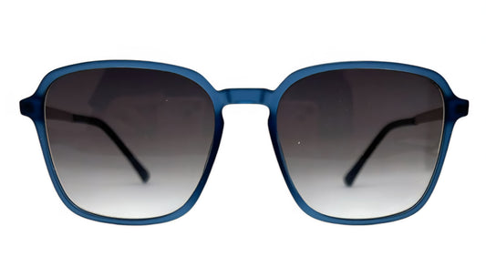 EK-8361 – Lentes de Sol Cuadrados de Policarbonato Azul con Mica Degradada y Patas Metálicas