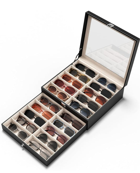 EK-005EX Organizador exhibidor para lentes con tapa y charola deslizable