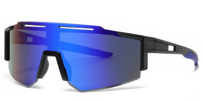 DS-2687 - Lentes deportivos con mica tipo escudo de una sola pieza, espejo de color y diseño de media montura